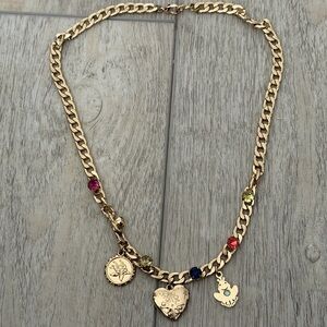 Disney Gold Charm Necklace with Multicolor Accents